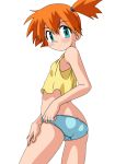  1girl ass backshot blue_eyes blue_panties blushing cute eyebrows eyelashes gif kasumi kasumi_(pokemon) nintendo panties pokemon shirt simple_background transparent_background 