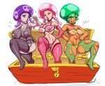  1up_mushroom 3girls anthro big_breasts bra breasts green_hair hair lingerie multiple_girls mushroom panties pink_hair poison_mushroom purple_hair stockings super_mario super_mushroom thong tights 