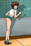 1girl ass brown_eyes brown_hair looking_at_viewer miniskirt nabiki_tendo palcomix ranma_1/2 school_uniform short_hair smile