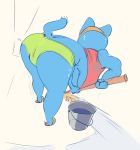  1girl anthro ass bent_over blue_fur breasts cat cleaning clothed clothing feline fur furry mammal mature_female milf musikalgenius nicole_watterson parent the_amazing_world_of_gumball underboob 