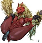 1girl anthro avian blaziken blaziken_(pokemon) breasts bursyamo_(pokemon) chicken claws creatures_(company) game_freak gen_3_pokemon multicolored_fur nintendo nipples non-mammal_breasts penis pokemon pokemon_(anime) pokemon_(creature) pokemon_(game) pokemon_(species) pokemon_rse pokemon_ruby_sapphire_&_emerald pokemorph pumpkinsinclair pussy talons vaginal white_background yellow_sclera