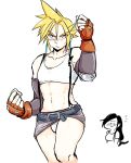 blonde_hair cloud_strife cosplay final_fantasy_vii gloves miniskirt panties pose skirt suspenders tifa_lockhart yaoi