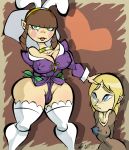 ass breasts brendancorris choker curvy cute female_only maggie mila_(the_wind_waker) sad slave smile tagme the_legend_of_zelda the_wind_waker yuri