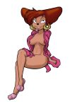 1girl anthro big_breasts breasts brown_hair cartoon cartoon_milf disney earrings female furry goof_troop hips huge_breasts milf mother nipples peg_pete robe simple_background slippers smile transparent_background woman