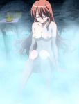 akame_ga_kill! areola bathing breasts chelsea_(akame_ga_kill!) closed_eyes erect_nipples long_hair navel nipples nude nude_filter onsen orange_hair photoshop rubber_duck screen_capture very_long_hair white_fox_(company)