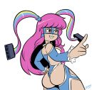 ass breasts bubble_butt cosplay disney giffany gravity_falls justindurden long_hair looking_back mask multicolored_hair shiny shiny_skin smile tiffany twin_tails wide_hips