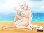 beach blush breasts jiraiya nipples smirking squeezing_breasts tsunade