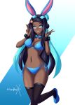 1girl 1girl 1girl alluring bra bunny_ears_headband female_only long_socks looking_at_viewer medium_breasts nessa_(pokemon) nintendo panties pokemon sonicheroxd underwear