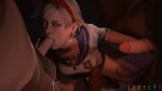 1girl 3d blowbang fellatio from_above gif group group_sex hair hairband hetero kneel leeterr looking_at_viewer looking_up male oral resident_evil sex sherry_birkin short_hair source_filmmaker