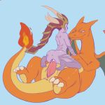 blue_background charizard crossover league_of_legends nintendo pokemon shyvana whatsalewd