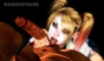  1girl 3d batman:_arkham_knight batman_(series) crossover dark-skinned_male dc dc_comics dead_or_alive fellatio hair harley_quinn hetero huge_penis human interracial male male_pov oral penis pov sex tecmo veiny_penis xnalara zack_(doa) 