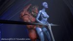 1girl 3d asari beowulf1117 gif liara_t'soni mass_effect source_filmmaker urdnot_wrex