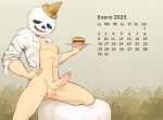 2023 boner calendar_(medium) erection hunik00ndeah jack_box jack_in_the_box male_only no_pants no_underwear object_head penis