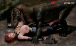  1girl ai_assisted ai_generated big_breasts big_breasts bite biting biting_breast breast_biting breast_feeding breast_sucking breastfeeding breastfeeding_animal breasts breasts_bigger_than_head breasts_sucking chewing chewing_breast clothed digital_media_(artwork) dino_crisis feral_biting_breast feral_sucking_breast forest gorgonopsid gun health_bar img2img inostrancevia monster monster_biting_breast monster_sucking_breast mp5k red_hair regina_(dino_crisis) saliva_on_breasts sharp_teeth sharp_teeth_on_breast sucking sucking_nipples suckling synapsid zoophilia 