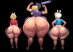 1girl 3_girls adventure_time ass ass_bigger_than_head ass_bigger_than_torso ass_focus big_ass blonde_hair bottom_heavy breasts bubble_butt cellulite clothing fat_ass female_only fionna_and_cake fionna_campbell fionna_the_human_girl gluteal_fold hat huge_ass large_ass massive_ass milf milf minerva_campbell n-kosi n-kosi_(coloring) no_panties png rear_view shirt susan_strong sweat sweatdrop sweaty_ass thick_ass thick_thighs thunder_thighs wide_hips