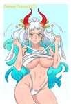  1girl 1girl 1girl abs alluring annoyed areola athletic_female big_breasts big_breasts blue_hair brown_eyes clothed clothing colored cronostik curvy ear_piercing earrings female_abs female_only fit_female fundoshi gradient_hair high_res high_res hoop_earrings horned_humanoid horns huge_breasts humanoid light-skinned_female light_skin long_hair multicolored_hair nipple_bulge one_piece oni oni_female oni_horns orangekissess revealing_clothes simple_background standing thick_thighs thighs two-tone_hair white-haired_female white_hair wide_hips yamato_(one_piece) yellow_eyes 