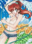 1girl adult_swim alluring big_breasts bikini bishoujo_senshi_sailor_moon bishoujo_senshi_sailor_moon_r bishoujo_senshi_sailor_moon_r_the_movie bishoujo_senshi_sailor_moon_s bishoujo_senshi_sailor_moon_s_the_movie bishoujo_senshi_sailor_moon_supers bishoujo_senshi_sailor_moon_supers_the_movie brown_hair cleavage dandelion_(flower) garden_hose green_eyes holding_hose hose makoto_kino rascal_(n119) shorts spraying_water toei_animation toonami viz_media