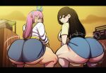 2_girls 2girls ai ai_art ai_generated alley alleyway aubrey_(omori) big_ass big_breasts blushing boombox clapping_cheeks fat_ass mari_(omori) nervous omori pov smug thick_thighs twerk twerking twerking_at_viewer twerking_position twerkoff