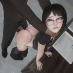  1boy 1girl 1girls 2025 3d ambiguous_penetration ass bent_over big_ass black_french_tip black_hair breasts bubble_ass bubble_butt clothed clothed_male covered_breasts crooked_glasses dark-skinned_male dark_skin detailed_background duo eunji_(mslewd) eyeglasses eyeliner eyewear female_penetrated french_tip glasses glasses_askew glossy_nails green_eyes indoors interracial knee_high_socks knee_highs kneehigh_socks kneehighs legs_together lip_bite lipstick long_fingernails loodiverse looking_back male medium_hair mslewd mslewd_(artist) neck_grab nipple_bulge original original_character pants_down pantsless pantsless_female penis penis_out pokies purple_lipstick sex sex_from_behind short_hair small_breasts standing standing_sex straight straight_sex tight_shirt winged_eyeliner 