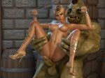  1girl 3d big_penis breasts elf fantasy female green_skin hetero hitmanx3z male navel nipples orc penis syndori 