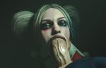 1girl 1girls 3d batman:_arkham_knight batman_(series) blender blonde blonde_hair blue_eyes dc_comics dc_comics fellatio fellatio female_focus full_mouth harley_quinn harley_quinn_(classic) harley_quinn_(injustice) injustice_2 lipstick looking_pleasured makeup makeup_running male mouthful oral oral_penetration oral_sex partial_male penis photorealism photorealistic pigtails pleasure_face project_vega realistic realistic_textures ruined_makeup straight sucking sucking_penis veiny_penis