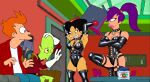  amy_wong breasts dominatrix futurama kif_kroker latex_corset latex_thighhighs philip_j._fry thighs turanga_leela 