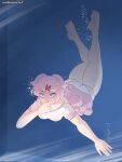  1girl asphyxiation barefoot doki_doki_literature_club dragonfruitart drowning feet female natsuki_(doki_doki_literature_club) peril solo tagme underwater underwater_peril 