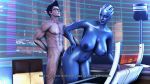 1girl 3d asari barneh breasts crossover female liara_t'soni mass_effect navel nipples no_more_heroes source_filmmaker text travis_touchdown