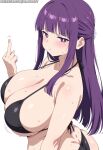  ai_generated angry_expression big_ass big_ass bikini blush fat_ass fern_(sousou_no_frieren) gigantic_ass gigantic_breasts huge_breasts light-skinned_female light_skin lilabratt long_hair looking_at_viewer massive_ass middle_finger purple_eyes purple_hair solo_female sousou_no_frieren squatting sweat sweatdrop thick_body thick_female voluptuous voluptuous_female 