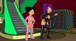 amy_wong breasts breasts_out dominatrix erect_nipples futurama giant_dildo latex_bodysuit latex_boots strap-on turanga_leela 