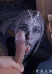 1boy 1girl 1girls 2hour2 3d 3d_(artwork) 3d_model 3d_render baldur's_gate baldur's_gate_3 big_penis blender blue_skin clothed clothed_female_nude_male cock_worship cum cum_on_face cum_on_tongue cumshot digital_art digital_artwork_(media) digital_media digital_media_(artwork) facial holding_penis looking_at_partner male minthara nude_male on_knees penis penis_lick penis_on_face red_eyes sloppy spit tagme teeth tongue tongue_out white_hair