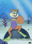 1girl aquaphilia bubbles edited female gkg nickelodeon one-piece_swimsuit puffy_cheeks sandy_cheeks sea snorkel solo spongebob_squarepants squirrel staticbubble swimsuit underwater water