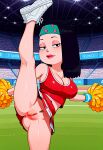  ai_generated american_dad anus ass cheerleader_outfit hayley_smith looking_at_viewer no_panties one_leg_up shaved_pussy thighs 
