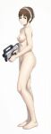  1girl 1girl areola ass bangs bare_arms bare_ass bare_back bare_breasts bare_chest bare_legs bare_midriff bare_shoulders bare_thighs barefoot belly belly_button breasts brown_eyes brown_hair collarbone completely_naked completely_naked_female completely_nude completely_nude_female dat_ass feet female_focus female_only fringe fringe_hair godzilla:_city_on_the_edge_of_battle godzilla:_monster_planet godzilla:_the_planet_eater godzilla_(series) gun headgear holding holding_gun holding_object holding_weapon medium_breasts naked_female nipples nude nude nude_female official official_art polygon_pictures pulse_rifle sci-fi_gun sexy sexy_body sexy_female sexy_pose short_hair sole_female soles soles_female solo_female solo_focus stomach swept_bangs thick_thighs thighs toes toho toho_(film_company) white_background yuko_tani 