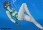  1girl 1girl 1girl 5_toes alluring atlus backpack barefoot belt bikini brown_hair clothing dastigy facewear feet female_only gloves human makoto_niijima pale_skin persona persona_5 red_eyes scuba scuba_gear scuba_mask scuba_tank sega silf soles solo_female solo_only sportswear tactical_nudity toes underwater 