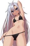 1girl 1girl a_(xenoblade) absurd_res alluring arm_up artist_name bikini black_bikini black_choker choker grey_hair high_res long_hair navel simple_background small_breasts swimsuit white_background x_xith_x xenoblade_(series) xenoblade_chronicles_3 xenoblade_chronicles_3:_future_redeemed 