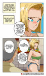 android_18 big_breasts blonde blonde_female blonde_hair comic dragon_ball dragon_ball_z imminent_sex patreon shorts super_melons