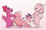  2_toes 3_fingers absurd_res ai_generated all_fours anal anal_penetration animal_genitalia anthro anthro_on_feral anthro_penetrating anthro_penetrating_feral ass balls bandai_namco bestiality big_balls big_ears big_penis big_tail biped birdo blue_eyes bodily_fluids bow_(feature) claws clothing crossover cum cum_in_ass cum_in_mouth cum_inside cum_on_balls cum_on_body cum_on_butt cum_on_face cum_on_ground cum_on_penis cum_on_tongue digimon digimon_(species) dinosaur eyebrows feet fellatio feral feral_penetrated fingers fluffy_(artist) fluffy_tail fur genital_fluids genitals gold_ring green_eyes group half-closed_eyes hat headgear headwear heart_(marking) heart_eyebrows high_res holding_tail huge_balls huge_penis long_ears looking_at_partner's_penis male male/male male_penetrated male_penetrating male_penetrating_male marineangemon mario_bros markings motion_lines narrowed_eyes neck_tuft nintendo open_mouth open_smile oral paws penetration penile penile_penetration penis penis_in_ass penis_in_mouth pink_body pink_fur pink_markings purple_clothing purple_eyes purple_hat purple_headwear quadruped red_spikes reptile scalie sex sheath shmoopie simple_background smile smiling_at_another smiling_at_partner snout spikes spikes_(anatomy) standing tail toe_claws toes tongue tongue_out tongue_out_fellatio trio tuft white_body white_fur wings yiff_ai_(director) yo-kai_watch yokai 