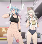  1futa 1girl abs absurd_res alluring athletic_female bare_shoulders big_breasts black_sports_bra blonde_hair blue_hair blush buruma cameltoe commission commissioner_upload drooling dumbbell female_abs fire_emblem fire_emblem_fates fit_female futanari futanari_with_female gluteal_fold gradient_hair green_eyes grey_eyes grin gym hair_between_eyes hair_ornament happy heart heart_in_eye heavy_breathing heterochromia high_res huge_penis indoors intelligent_systems long_hair luna_xd medium_breasts multicolored_hair naked_from_the_waist_down navel nintendo open_mouth ophelia_(fire_emblem) penis penis_awe pink_hair precum precum_string red_eyes shorts smile soleil_(fire_emblem) sports_bra steam steaming_body sweat symbol_in_eye testicle toned toned_female towel towel_around_neck very_long_hair wristband 