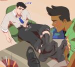 2022 2boys black_male clark_kent_(my_adventures_with_superman) dark-skinned_male foot_fetish footjob fully_clothed garter_belt_socks hearts indoors jimmy_olsen_(my_adventures_with_superman) laptop leg_hair male male_feet male_foot_fetish male_only my_adventures_with_superman nonconsensual pronzcrater shoes sleeping smelly_feet smelly_socks uncircumcised yaoi