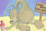 2012 3:2 anthro anus ass beach bonzer-dayo detailed_background erection hi_res lube macropod male male_only mammal marsupial nickelodeon nude outside penis rocko's_modern_life rocko_rama sand seaside sign sky solo tail third-party_edit wallaby