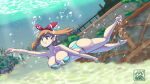 1girl alluring artist_logo ass big_breasts bikini brown_hair fat_ass female grey_eyes ichduhernz may_(pokemon) may_(pokemon_oras) nintendo pokemon pokemon_oras solo swimming underwater