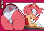  1girl amy_rose ass ass_focus bent_over blush embarrassed furry looking_back panties pantyshot sega solo_female sonic_the_hedgehog_(series) underwear upskirt white_panties 
