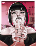 2d 2d_(artwork) 2d_art 2d_artwork andava art big_penis black_lipstick cum cum_in_mouth cum_on_face fellatio goth goth_girl light-skinned_female light-skinned_male madeline_zoldak male original penis tagme