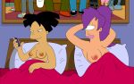  amy_wong breasts erect_nipples futurama in_bed turanga_leela 