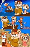 1girl age_difference anthro big_breasts breasts canine cleavage clothed clothing comic cream_the_rabbit cub fox furry group high_res lagomorph larger_female male mammal miles_"tails"_prower older_female pussy rabbit sega size_difference smaller_male terrenslks vanilla_the_rabbit young younger_male