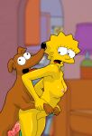  ass beastiality breasts erect_nipples evilweazel_(artist) lisa_simpson nude santa&#039;s_little_helper the_simpsons thighs vaginal yellow_skin 