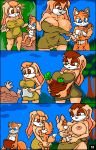 1girl 2015 anthro areola big_breasts breastfeeding breasts canine comic cream_the_rabbit erect_nipples fox furry huge_breasts lagomorph male mammal mature_female miles_"tails"_prower nipples pussy rabbit sega terrenslks vanilla_the_rabbit