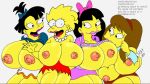  allison_taylor breasts grey_background huge_breasts jessica_lovejoy lisa_simpson maxtlat nikki_mckenna the_simpsons yellow_skin 