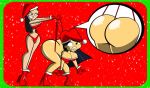  2girls asian asian_female ass ass_crack big_ass big_breasts bikini black_hair boots breasts bubble_butt cartoon_network christmas codykins123 emma_(the_ridonculous_race) gloves hair hat headgear heather_(tdi) hourglass_figure huge_ass long_hair red_background santa_hat shiny shiny_skin the_ridonculous_race thenewguy thick_ass thick_legs thick_thighs total_drama_island wedgie wide_hips 